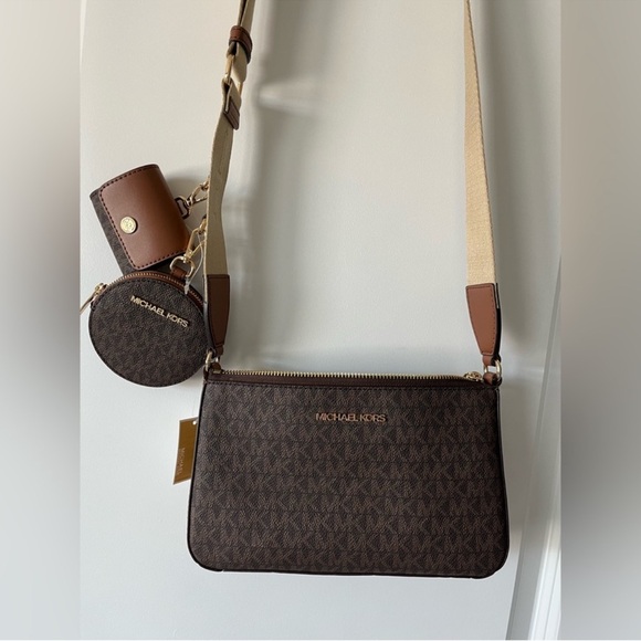 Michael Kors Dark Brown Monogram Crossbody Bag - Picture 3 of 3